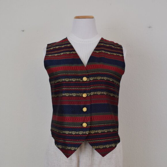 Vintage Striped Polyester/Acetate Vest by Petite Sophisticate size Small - Picture 5 of 13